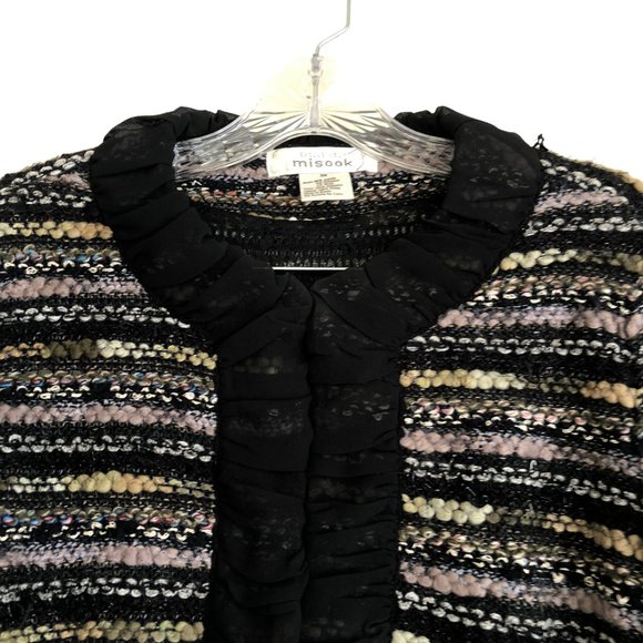 Vintage Exclusively Misook Women's Cardigan Sweater Size M Multi Fabric Shimmer - Picture 4 of 8